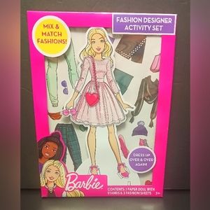 Barbie Fashion Designer Activity Set, 1 Paper Doll w/Stands 3 Fashion Sheets NEW